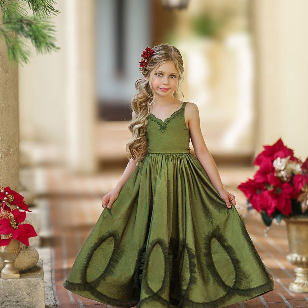 NWT Dollcake Tinsel Gown Green Holiday Special Occasion Party Girls sz 7